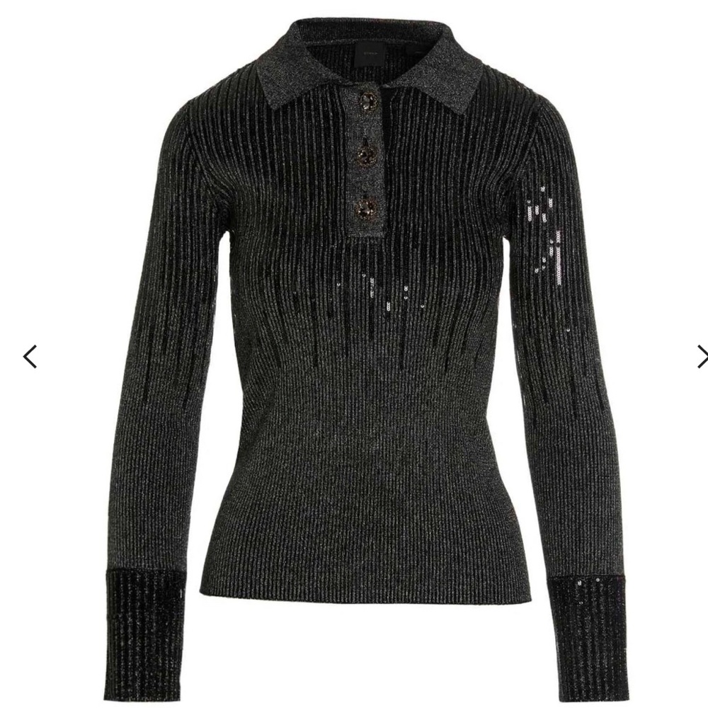 Pinko Sequin Embellished Ribbed Knitted Top. Size L